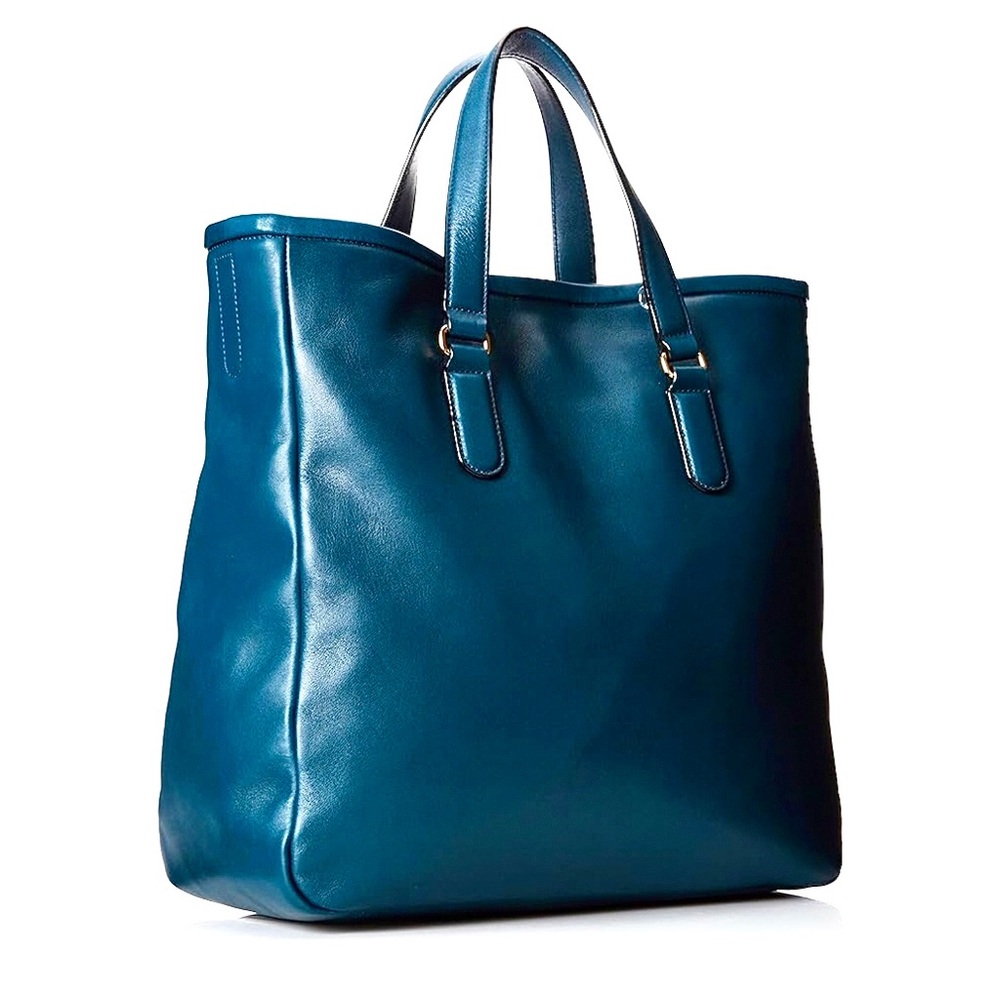 MARC JACOBS ‘Luna’ Teal Leather Top Handle Crossbody Tote Gold Hardware NWOT - Picture 4 of 17